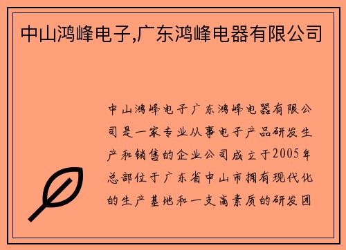 中山鸿峰电子,广东鸿峰电器有限公司